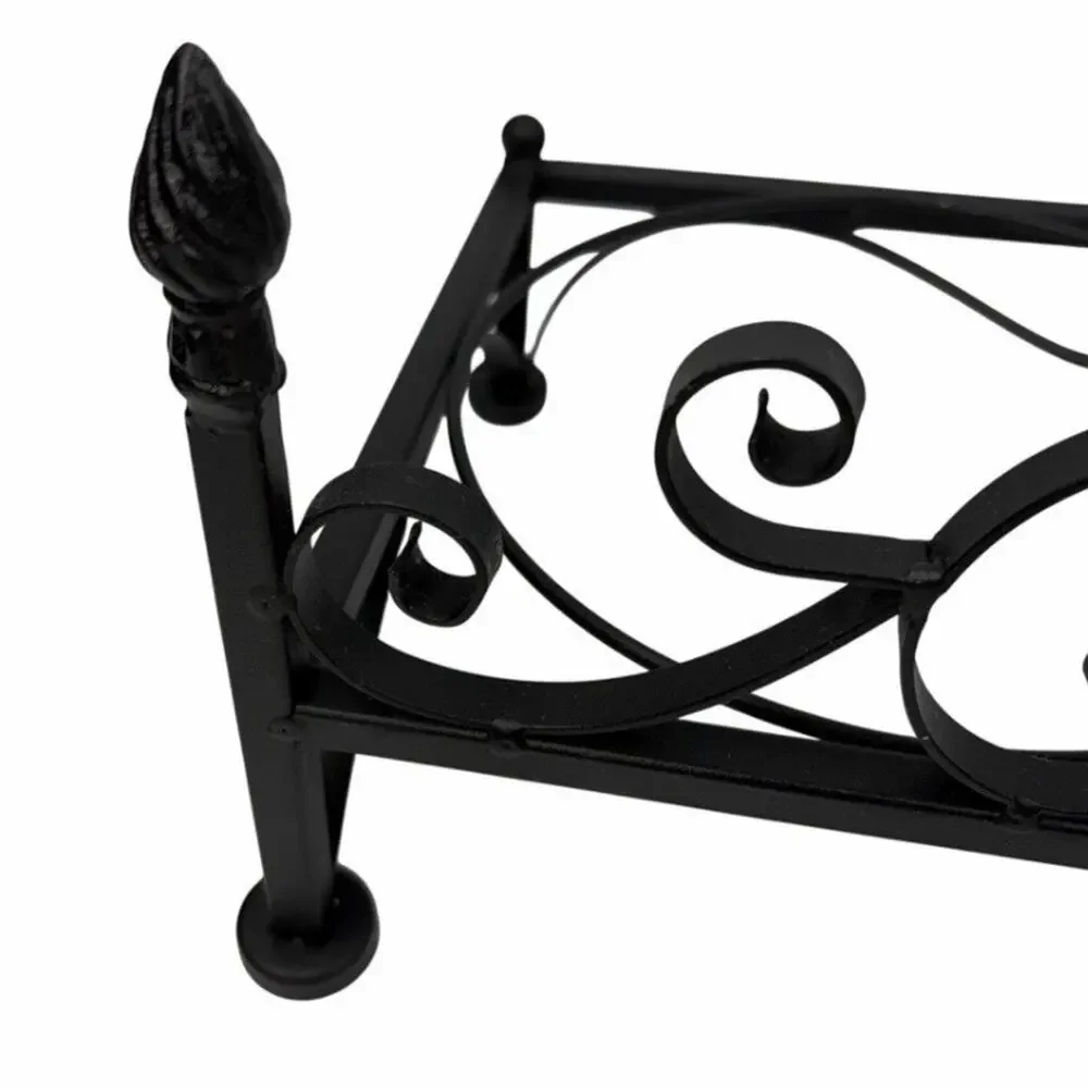 Vintage Victorian Style Wrought Iron Dog Food & Water Bowl Holder Ornate Scroll
